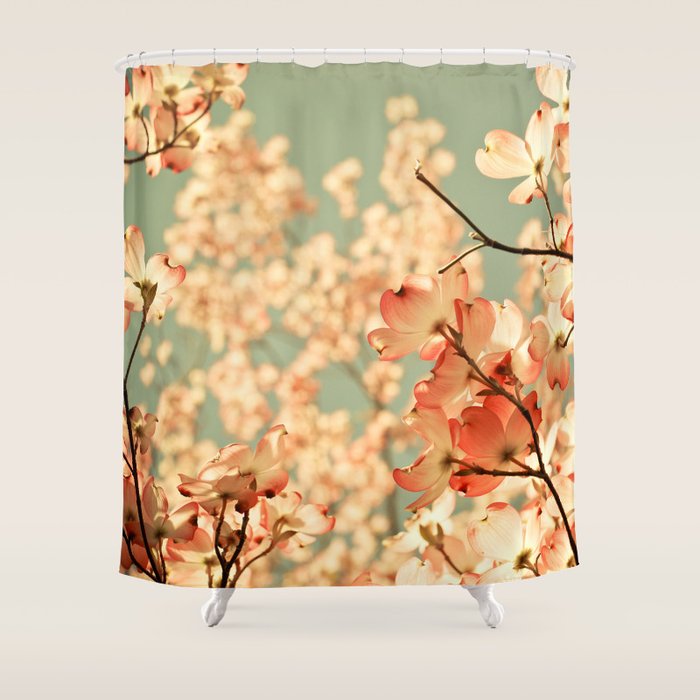 Pink Flowers on a Spring Day Shower Curtain Gallery Image 1