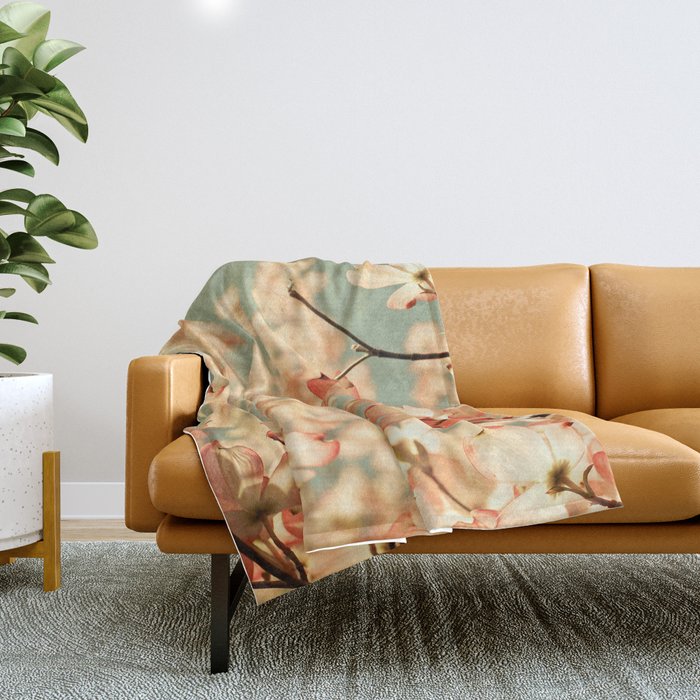 Pink Flowers on a Spring Day Throw Blanket Gallery Image 1