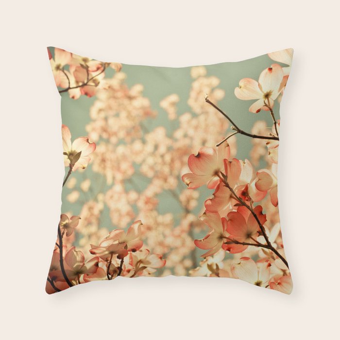 Pink Flowers on a Spring Day Throw Pillow Gallery Image 1