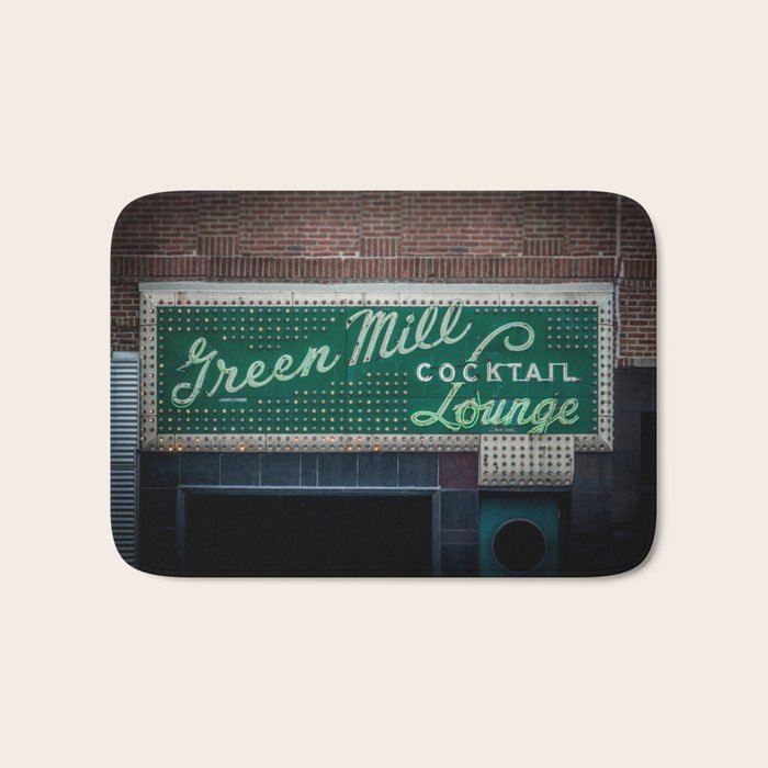 Green Mill Cocktail Lounge Vintage Neon Sign Uptown Chicago Bath Mat Gallery Image 1