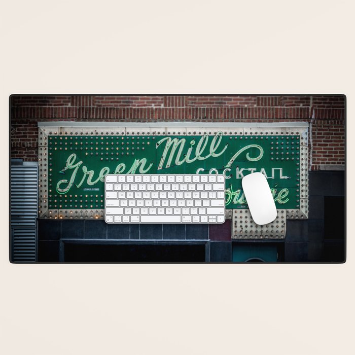 Green Mill Cocktail Lounge Vintage Neon Sign Uptown Chicago Desk Mat Gallery Image 1
