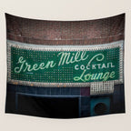 Green Mill Cocktail Lounge Vintage Neon Sign Uptown Chicago Wall Tapestry Gallery Image 4