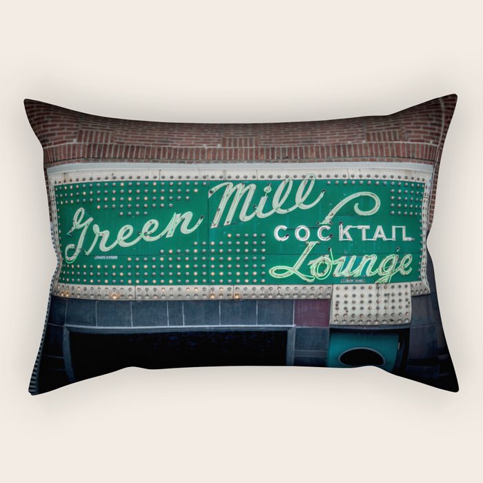 Green Mill Cocktail Lounge Vintage Neon Sign Uptown Chicago Rectangular Pillow Gallery Image 2