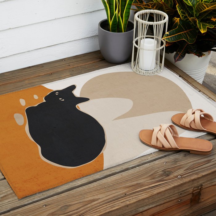 Minimal Abstract Art Cat 3 Outdoor Rug Gallery Image 2