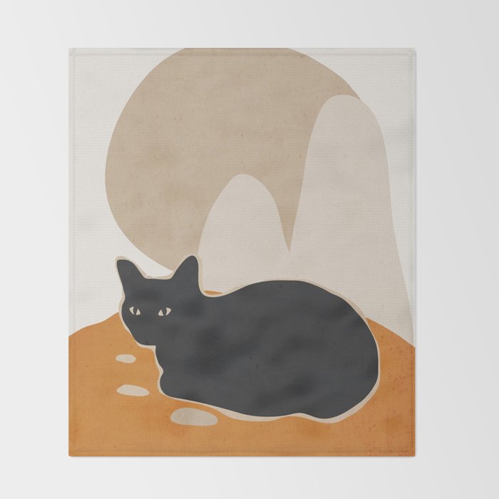 Minimal Abstract Art Cat 3 Throw Blanket Gallery Image 2
