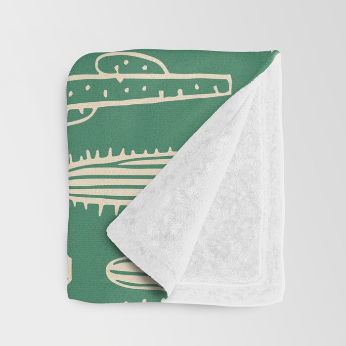 Retro hand drawn cactus plant pattern Throw Blanket Gallery Image 3