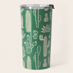 Retro hand drawn cactus plant pattern Travel Mug Gallery Image 2