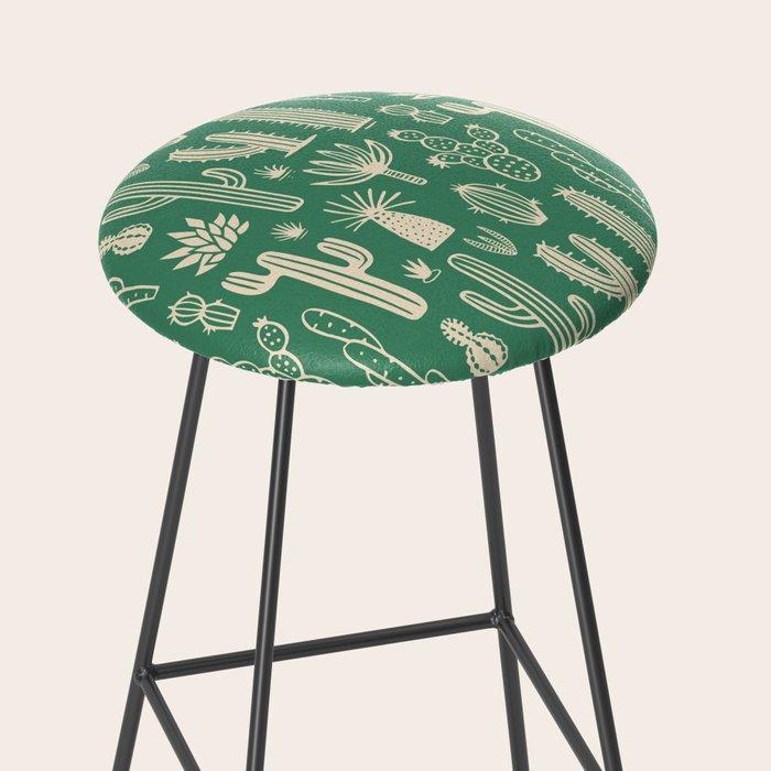 Retro hand drawn cactus plant pattern Stool Gallery Image 2