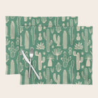 Retro hand drawn cactus plant pattern Placemat Gallery Image 1