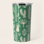 Retro hand drawn cactus plant pattern Travel Mug Gallery Image 1