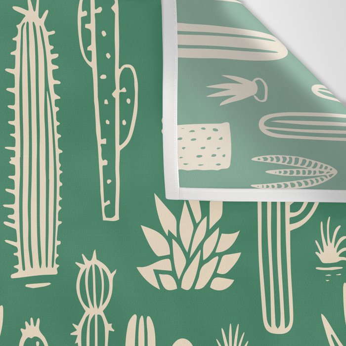 Retro hand drawn cactus plant pattern Wall Tapestry Gallery Image 3