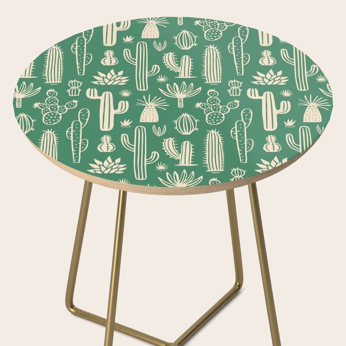 Retro hand drawn cactus plant pattern Side Table Gallery Image 2