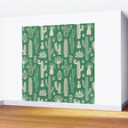 Retro hand drawn cactus plant pattern Wall Mural Gallery Image 2