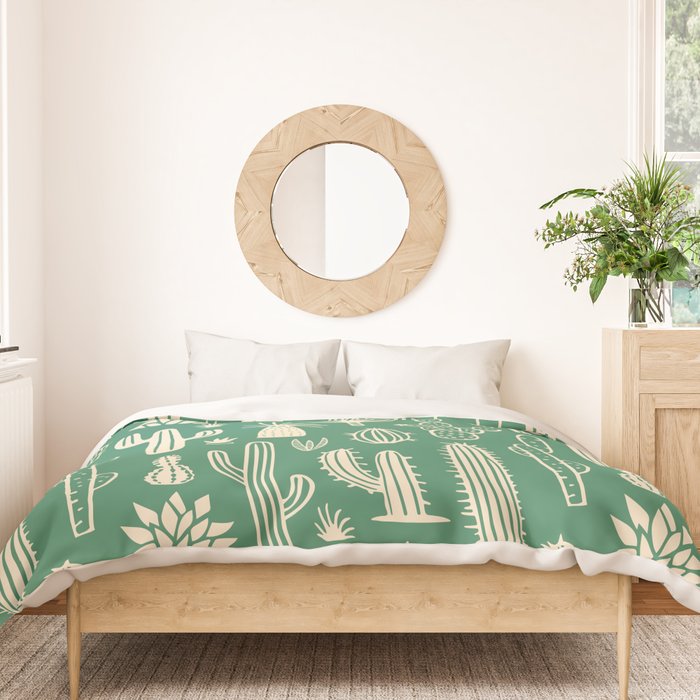 Retro hand drawn cactus plant pattern Duvet Cover Gallery Image 3