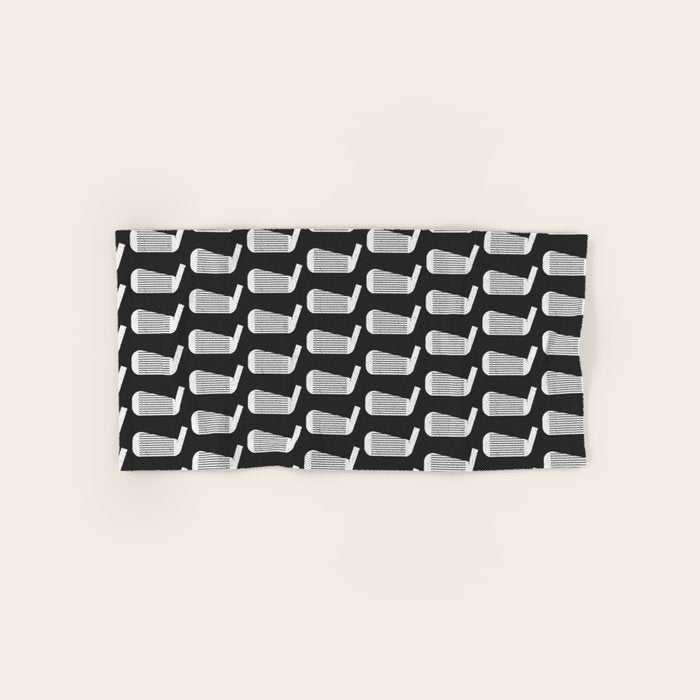 Golf Club Head Vintage Pattern (Black/White) Bath Towel Gallery Image 1