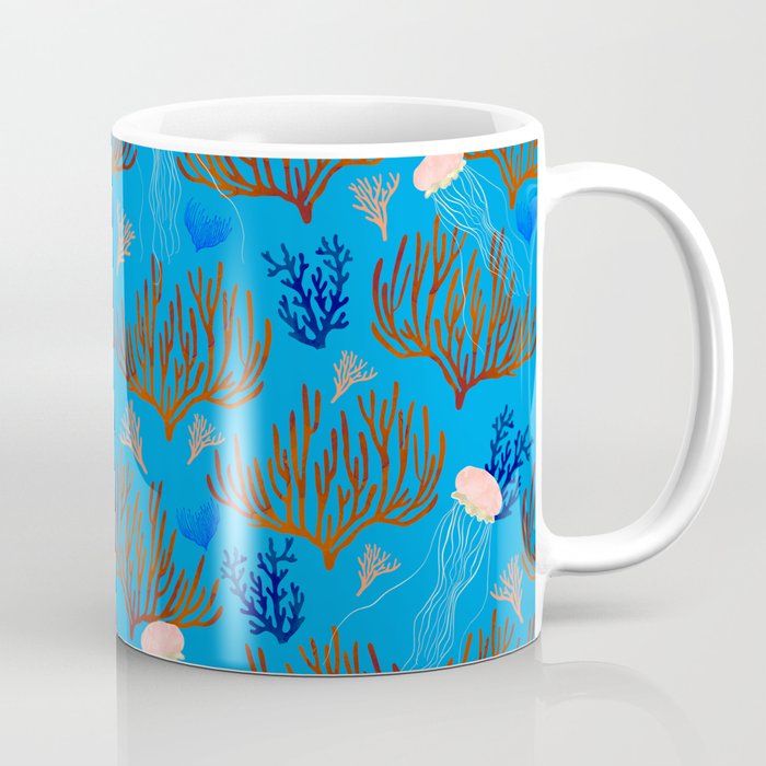 Jellyfish and Coral-Blue Coffee Mug Gallery Image 1