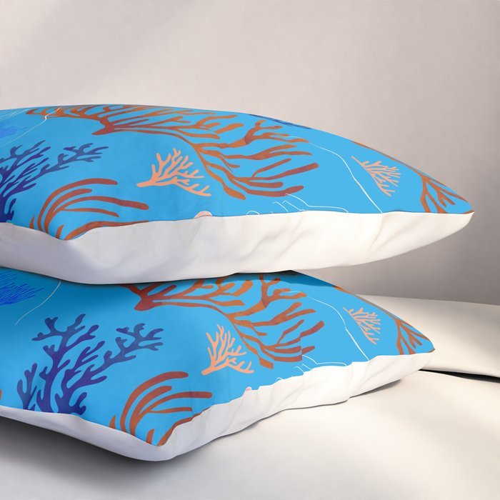Jellyfish and Coral-Blue Pillow Sham Gallery Image 3