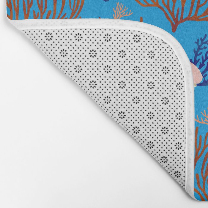 Jellyfish and Coral-Blue Bath Mat Gallery Image 2