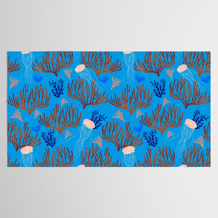 Jellyfish and Coral-Blue Tablecloth Gallery Image 2