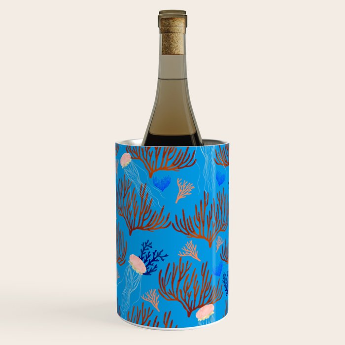 Jellyfish and Coral-Blue Wine Chiller Gallery Image 1