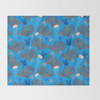 Jellyfish and Coral-Blue Throw Blanket Gallery Image 2