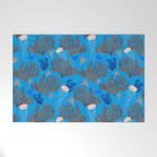 Jellyfish and Coral-Blue Welcome Mat Gallery Image 1