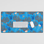 Jellyfish and Coral-Blue Desk Mat Gallery Image 1