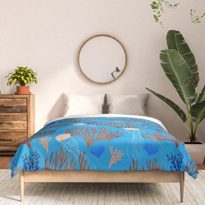 Jellyfish and Coral-Blue Comforter Gallery Image 3