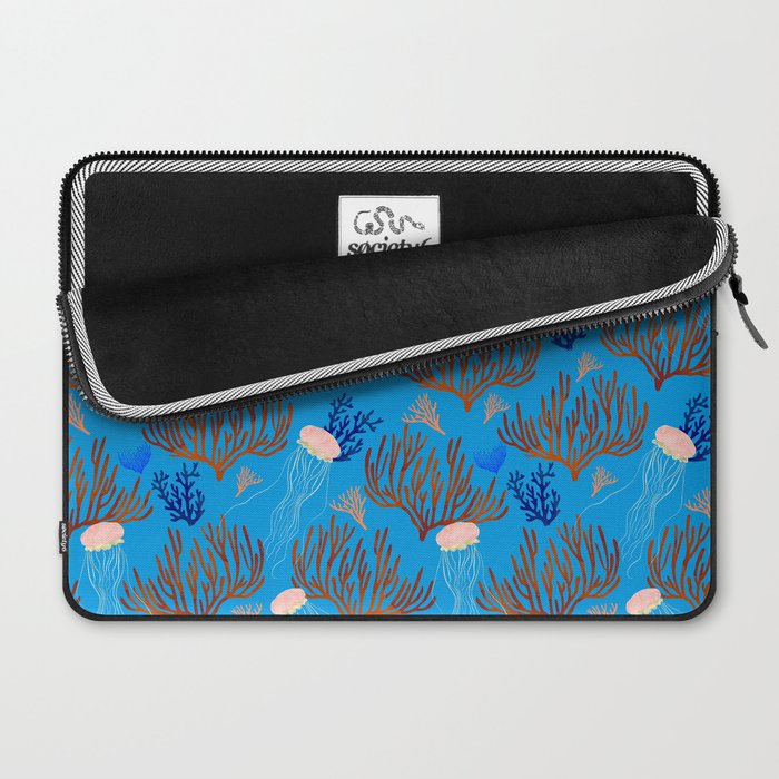 Jellyfish and Coral-Blue Laptop Sleeve Gallery Image 2
