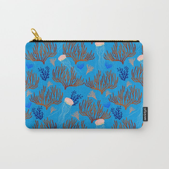 Jellyfish and Coral-Blue Carry All Pouch Gallery Image 1
