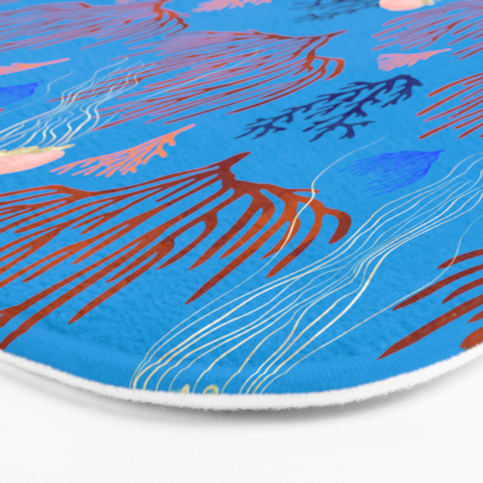 Jellyfish and Coral-Blue Bath Mat Gallery Image 3