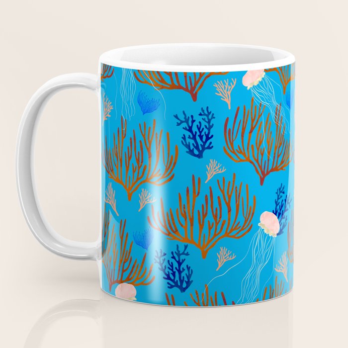 Jellyfish and Coral-Blue Coffee Mug Gallery Image 3