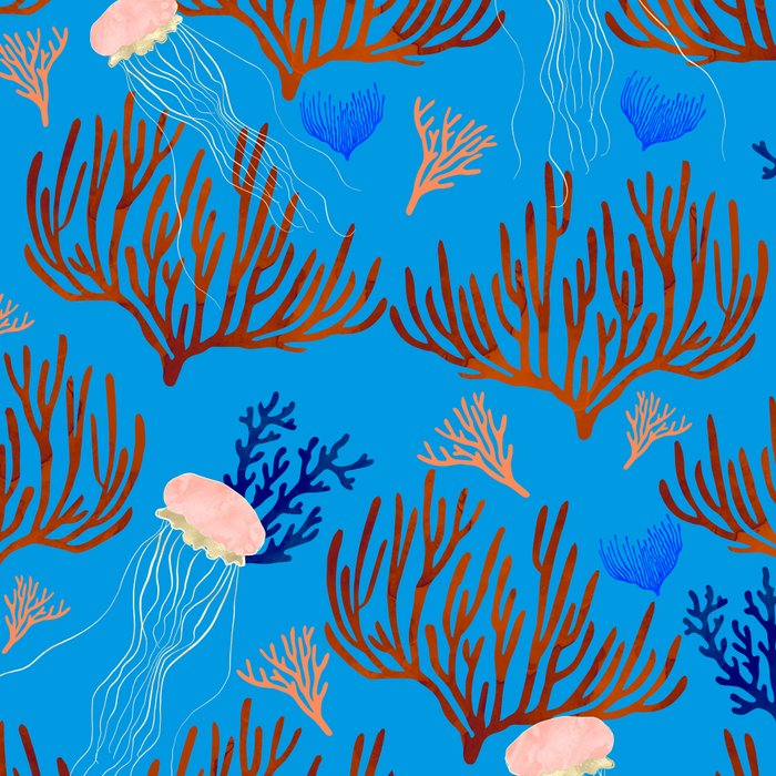 Jellyfish and Coral-Blue Coffee Mug Gallery Image 2