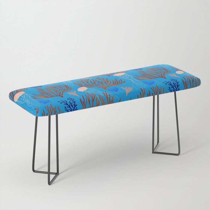Jellyfish and Coral-Blue Bench Gallery Image 1