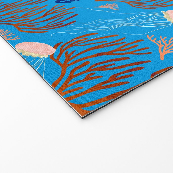 Jellyfish and Coral-Blue Welcome Mat Gallery Image 2