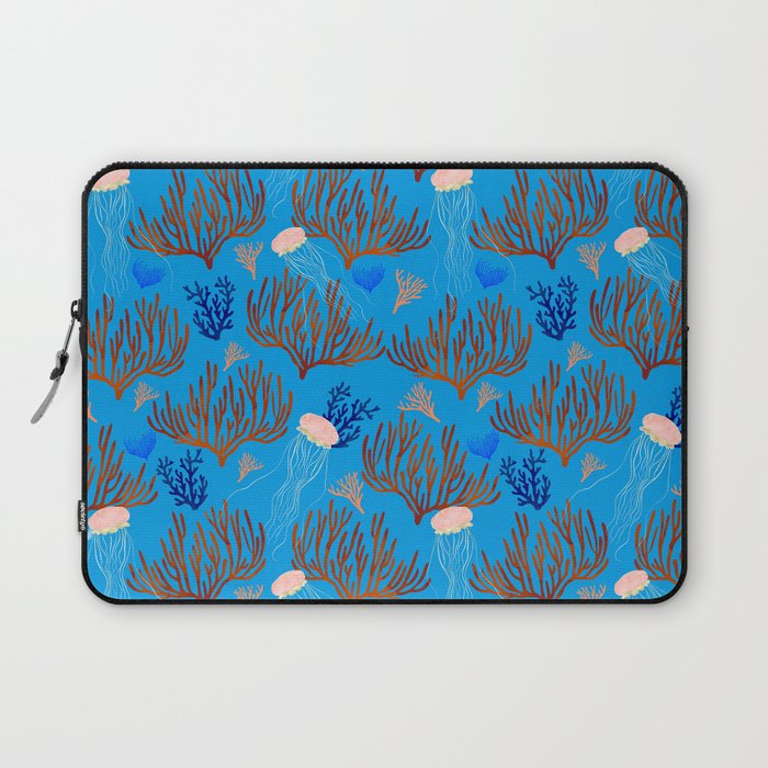 Jellyfish and Coral-Blue Laptop Sleeve Gallery Image 1