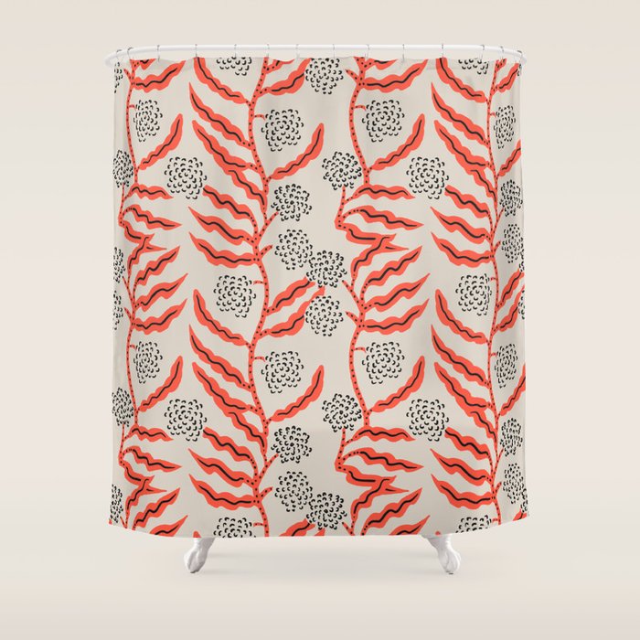 LA VILLE VINE CORAL Shower Curtain Gallery Image 1