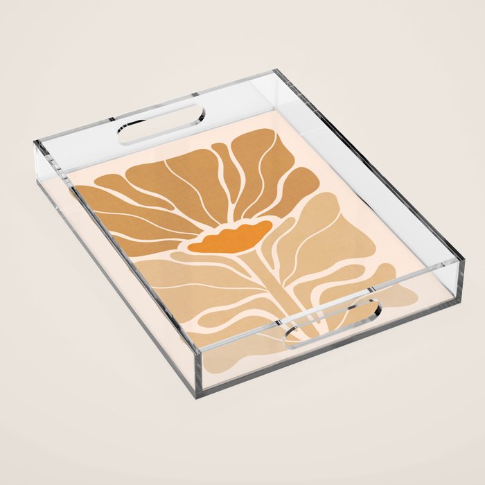 Modern Boho Art Nouveau Floral 2.1 Neutral Sand Acrylic Tray Gallery Image 1
