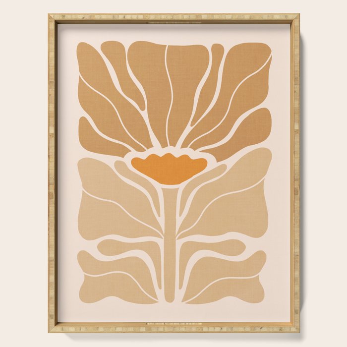 Modern Boho Art Nouveau Floral 2.1 Neutral Sand Serving Tray Gallery Image 1