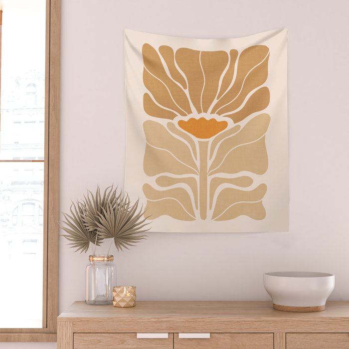 Modern Boho Art Nouveau Floral 2.1 Neutral Sand Wall Tapestry Gallery Image 2