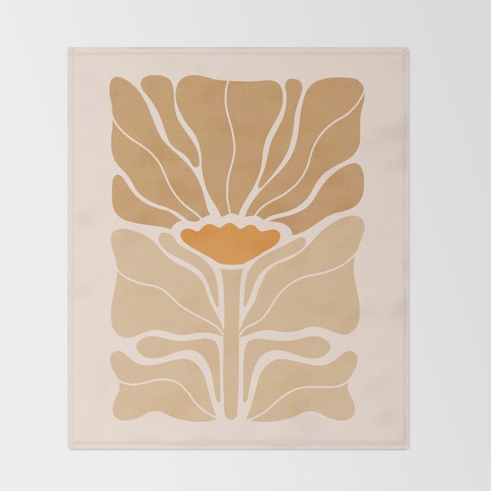 Modern Boho Art Nouveau Floral 2.1 Neutral Sand Throw Blanket Gallery Image 2