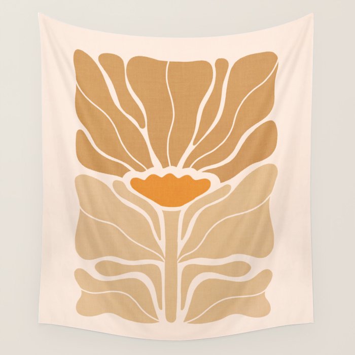 Modern Boho Art Nouveau Floral 2.1 Neutral Sand Wall Tapestry Gallery Image 4
