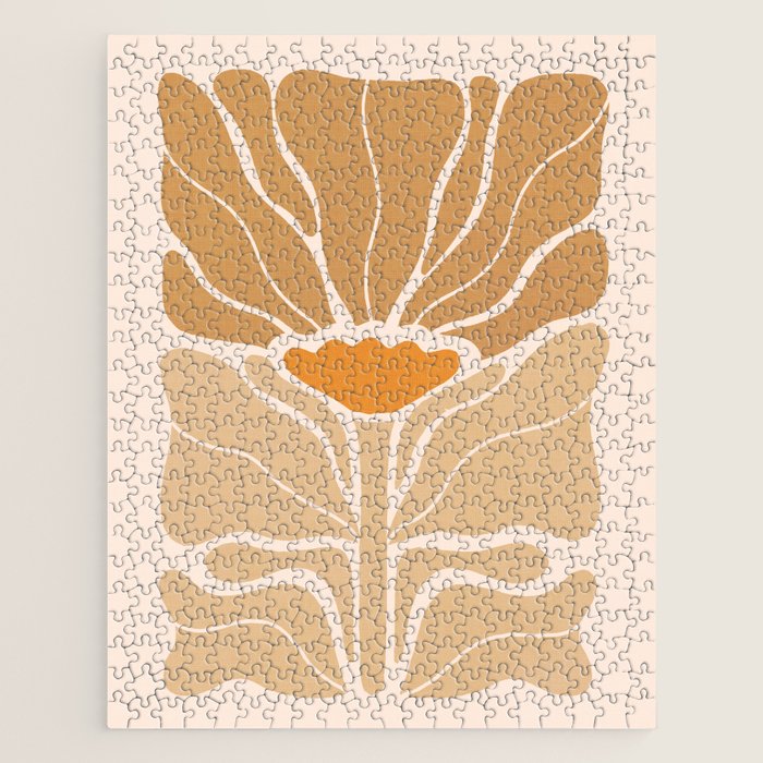 Modern Boho Art Nouveau Floral 2.1 Neutral Sand Jigsaw Puzzle Gallery Image 1