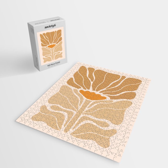 Modern Boho Art Nouveau Floral 2.1 Neutral Sand Jigsaw Puzzle Gallery Image 2