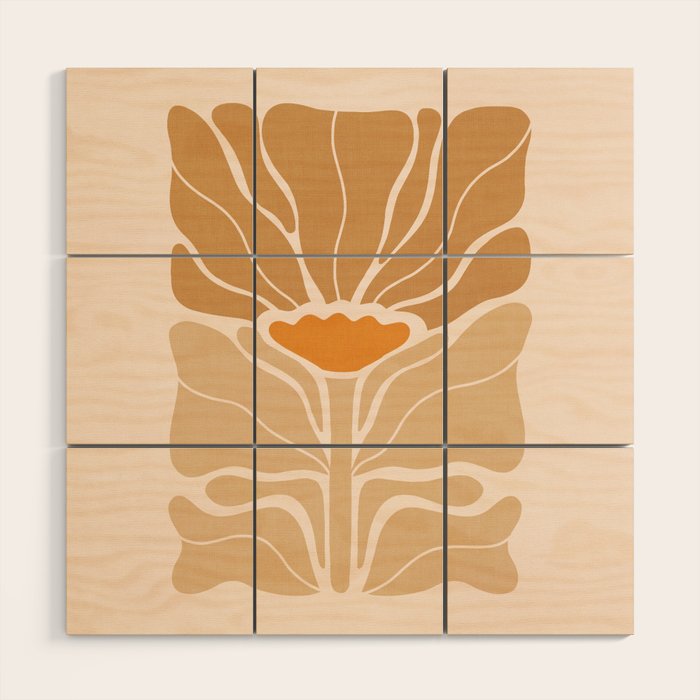 Modern Boho Art Nouveau Floral 2.1 Neutral Sand Wood Wall Art Gallery Image 1