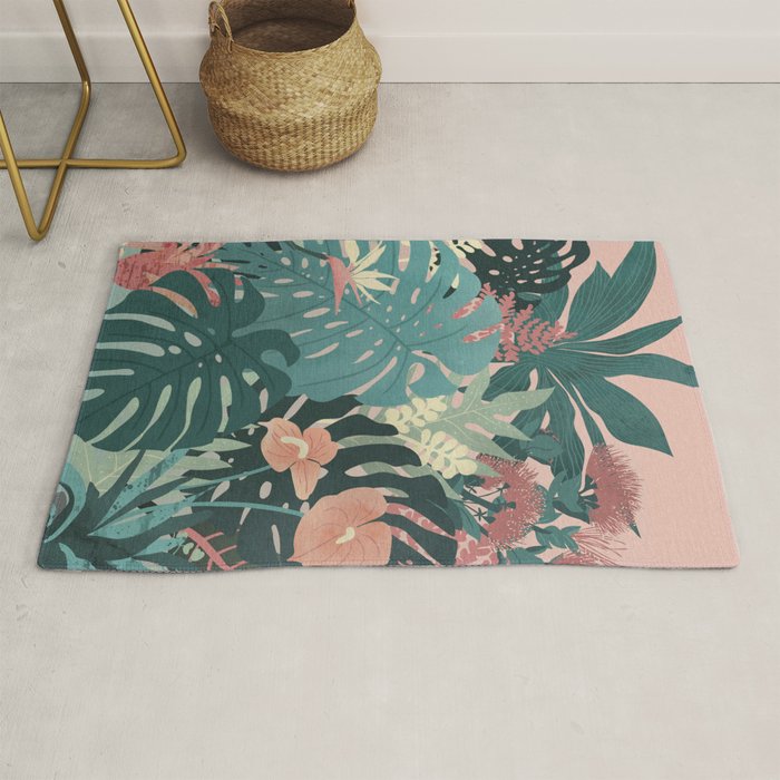 Tropical Tendencies on Peach and Green Rug Gallery Image 1