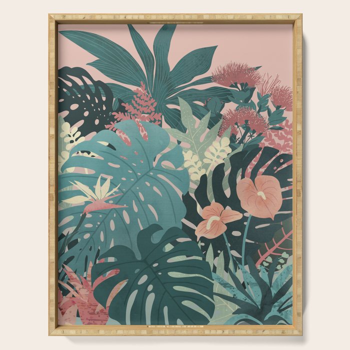 Tropical Tendencies on Peach and Green Serving Tray Gallery Image 1