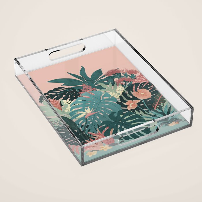 Tropical Tendencies on Peach and Green Acrylic Tray Gallery Image 1