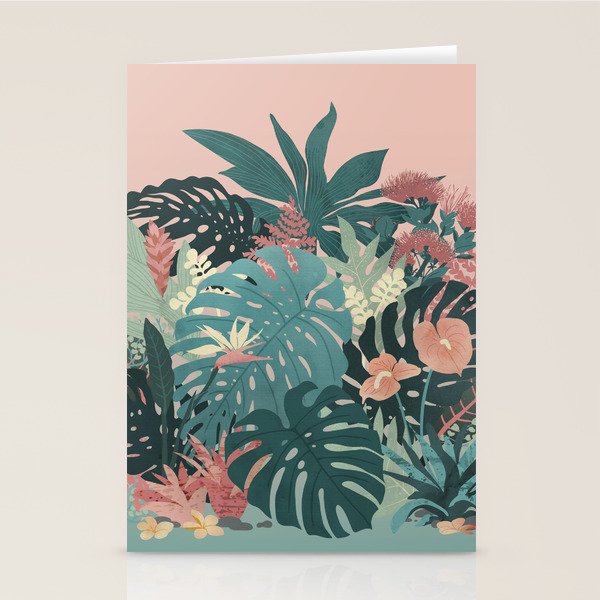 Tropical Tendencies On Peach And Green Stationery Card