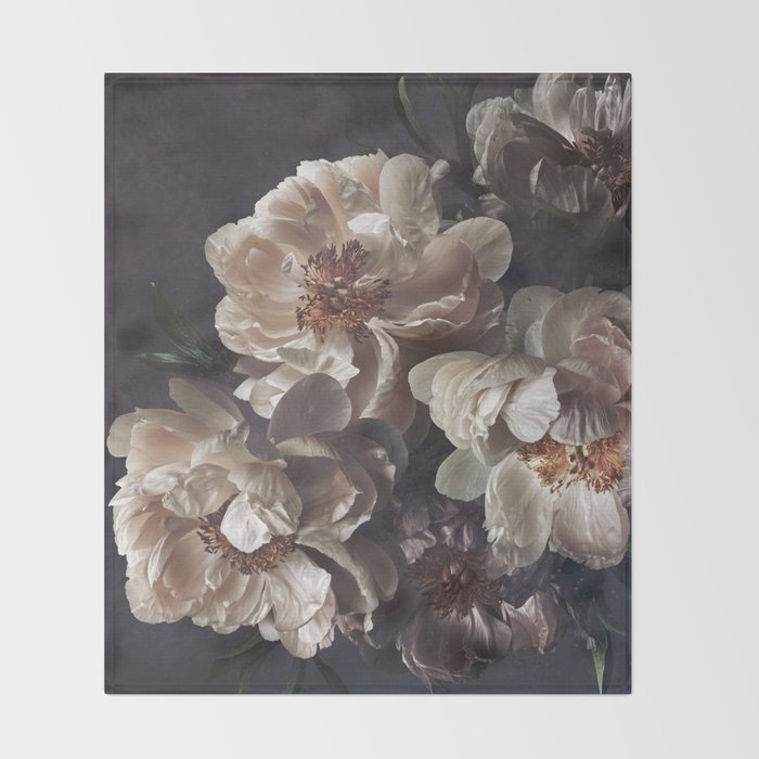 Midnight Peonies  Throw Blanket Gallery Image 2
